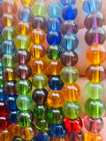 Strand Of Round Mixed Colour Glass Beads 8mm