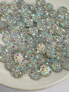 10mm Sparkly Clear Resin Cabochons