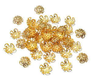 Gold 8mm Flower Bead Caps