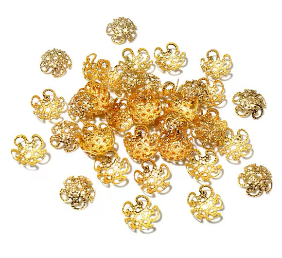 Gold 8mm Flower Bead Caps