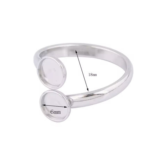 Stainless Steel Double Bezel Ring Setting 6mm