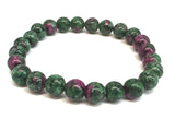 Ruby Ziosite 8mm Beaded Elastic Bracelet - FREE UK POSTAGE