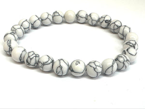 Howlite 8mm Beaded Elastic Bracelet - FREE UK POSTAGE