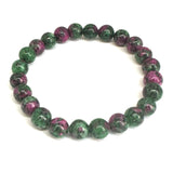 Ruby Ziosite 8mm Beaded Elastic Bracelet - FREE UK POSTAGE