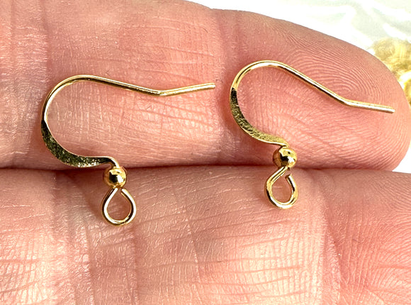 Gold Plated Earring Wire Hooks with Stainless Steel Base (anti tarnish)