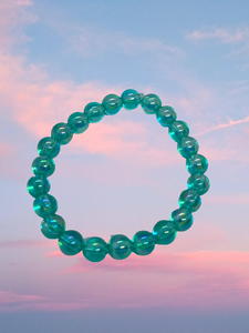 Handmade Turquoise Green Shimmer Beaded Bracelet - FREE UK POSTAGE