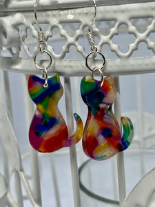 Handmade Sterling Silver Resin Cat Earrings