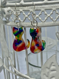 Handmade Sterling Silver Resin Cat Earrings