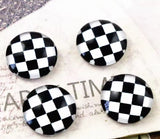 12mm Black and White Checked Glass Cabochons