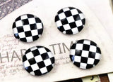12mm Black and White Checked Glass Cabochons