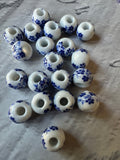 Ceramic Blue and white Floral Beads