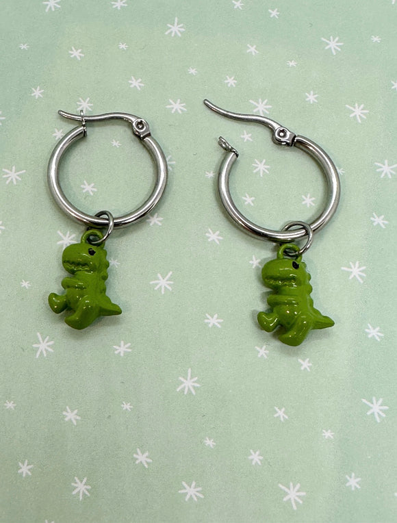 Prehistoric Dinosaur Hoop Earrings - FREE UK POSTAGE