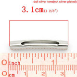 Pack of 6 Silver Tube Beads 31mm x 5mm