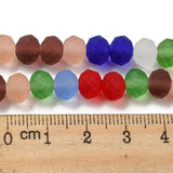 Mixed Colour Frosted Rondelle Glass Bead Strand 8mm x 6mm