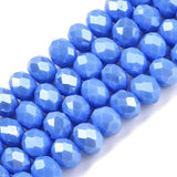 Blue Pearl Luster Imitation Jade Rondelle Bead Strand 6mm Opague
