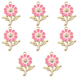 Pink Gold Flower Enamel Charms | UK Craft Store
