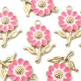 Pink Gold Flower Enamel Charms | UK Craft Store