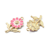 Pink Gold Flower Enamel Charms | UK Craft Store