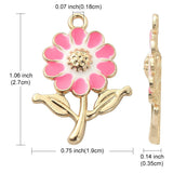 Pink Gold Flower Enamel Charms | UK Craft Store