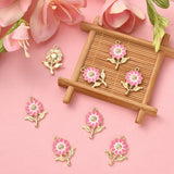 Pink Gold Flower Enamel Charms | UK Craft Store