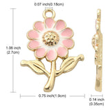 Pink Gold Flower Enamel Charms | UK Craft Store