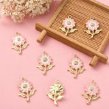 Pink Gold Flower Enamel Charms | UK Craft Store