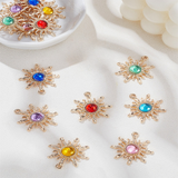 Gold Sunburst Gemstone Charms – Colourful Sun Pendant Charms for Jewellery Making
