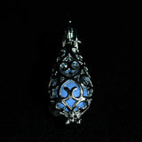Silver Plated Luminous Stone Cage Pendants Blue