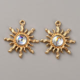 Sun Pendant Charms with Rainbow Centres for Jewellery Making