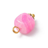 Dyed Natural Agate Cube Charms, Pink, Yellow and Blue