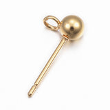 24K Gold Plated 4mm Ball Stud Posts with Loop - Stainless Steel Base