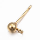 24K Gold Plated 4mm Ball Stud Posts with Loop - Stainless Steel Base
