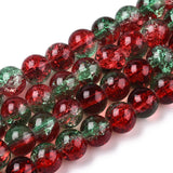 8mm Two Tone Red Green Crackle Beads