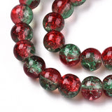 8mm Two Tone Red Green Crackle Beads
