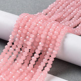 Imitation Pink Jade Beads 4mm x 3mm Faceted Rondelle Reach Compliant