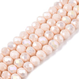 Electroplate Glass Rondelle Bead Strand, 6mm x 4mm Pink Cream