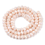 Electroplate Glass Rondelle Bead Strand, 6mm x 4mm Pink Cream