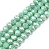 Green Pearl Luster Imitation Jade Rondelle Bead Strand 6mm Opague
