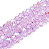 Premium Lilac Half Plated Glass AB Bicone Bead Strand – 4mm 
