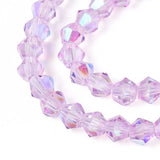 Premium Lilac Half Plated Glass AB Bicone Bead Strand – 4mm 