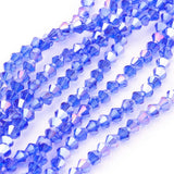 Premium Dodger Blue Faceted AB Crystal Bicone Bead Strand – 4mm