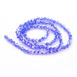 Premium Dodger Blue Faceted AB Crystal Bicone Bead Strand – 4mm