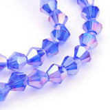 Premium Dodger Blue Faceted AB Crystal Bicone Bead Strand – 4mm