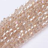 Premium Beige Faceted Glass AB Bicone Bead Strand – 4mm