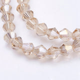 Premium Beige Faceted Glass AB Bicone Bead Strand – 4mm