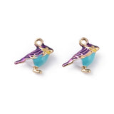 Colourful Vintage Solid Gold Enamel Bird Charms