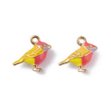 Colourful Vintage Solid Gold Enamel Bird Charms
