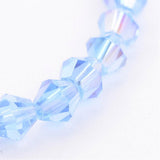 Premium Light Blue Faceted AB Crystal Bicone Bead Strand – 4mm