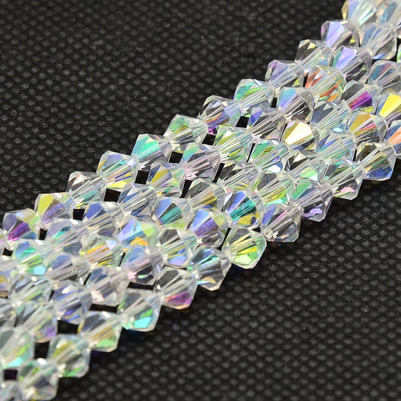 Clear AB Electroplate Glass 6mm Bicone Beads