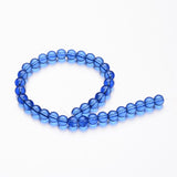 4mm Blue Round Glass Bead Strand - REACH-compliant 